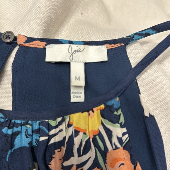 Joie 100% silk navy floral dress size M - Picture 3 of 4
